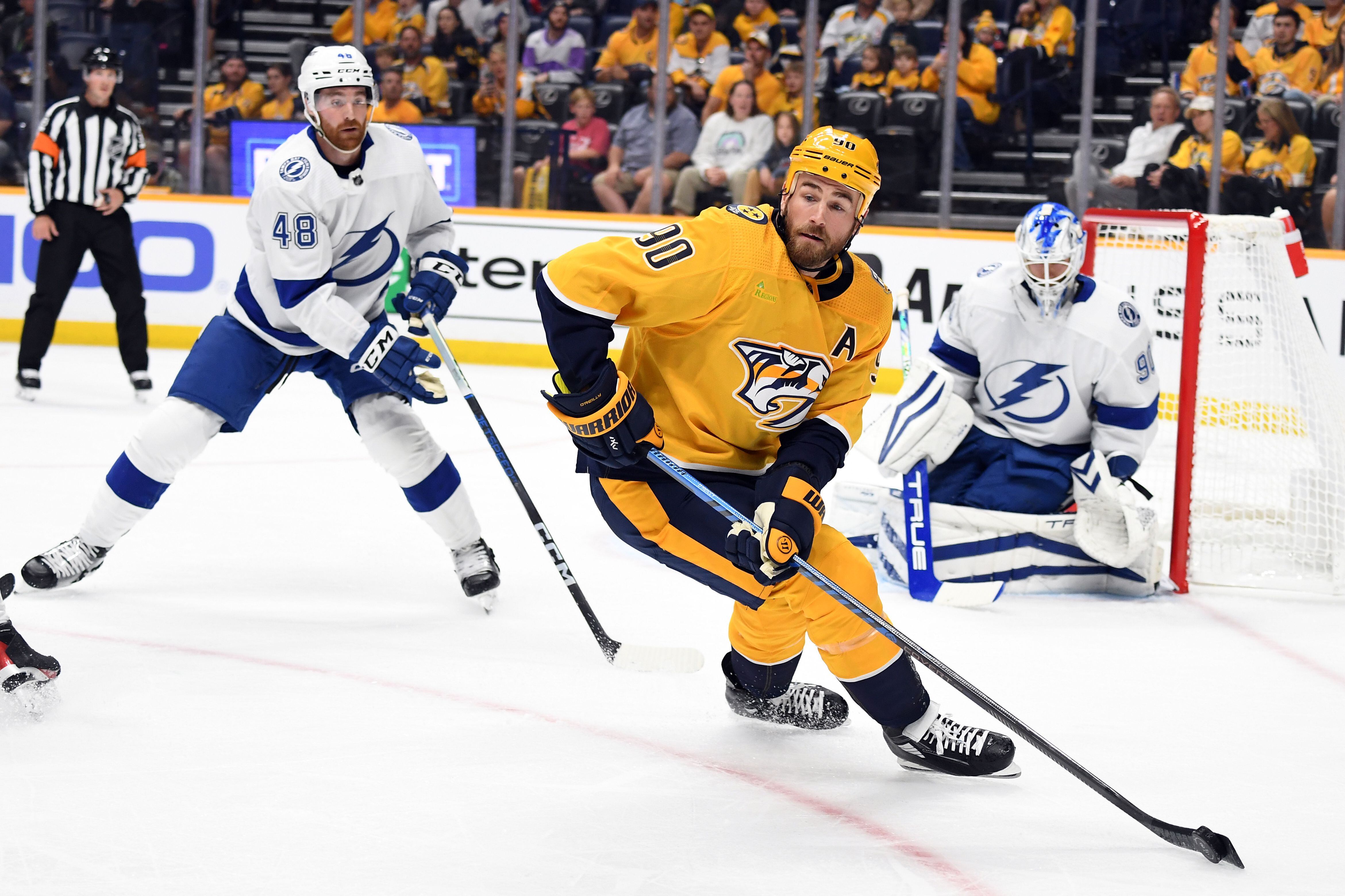 Nashville Predators vs Tampa Bay Lightning game photos in 2023-24 opener